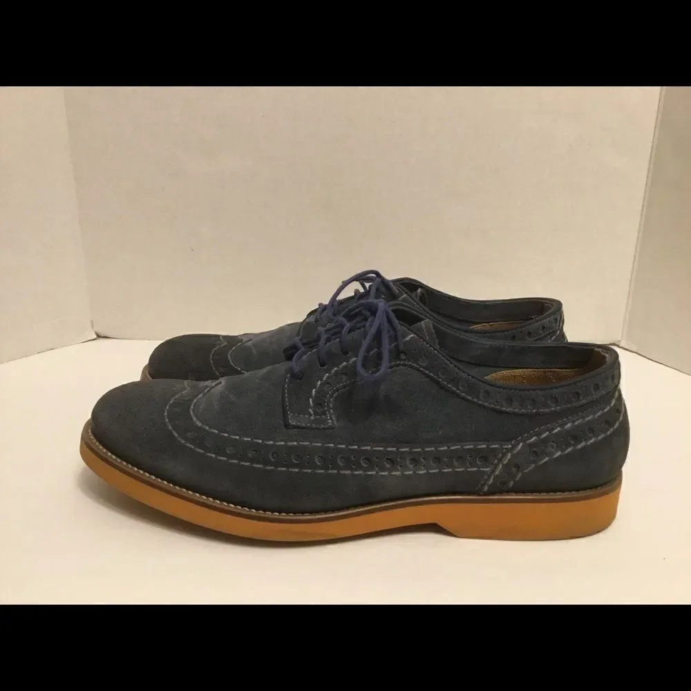 Doucal’s Suede Leather Wingtip Loafer Blue Sz 8.5